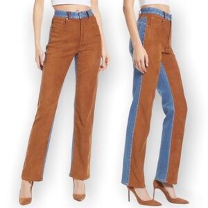 GOOD AMERICAN icon mixed media faux suede denim jeans size 10 / 30 high rise